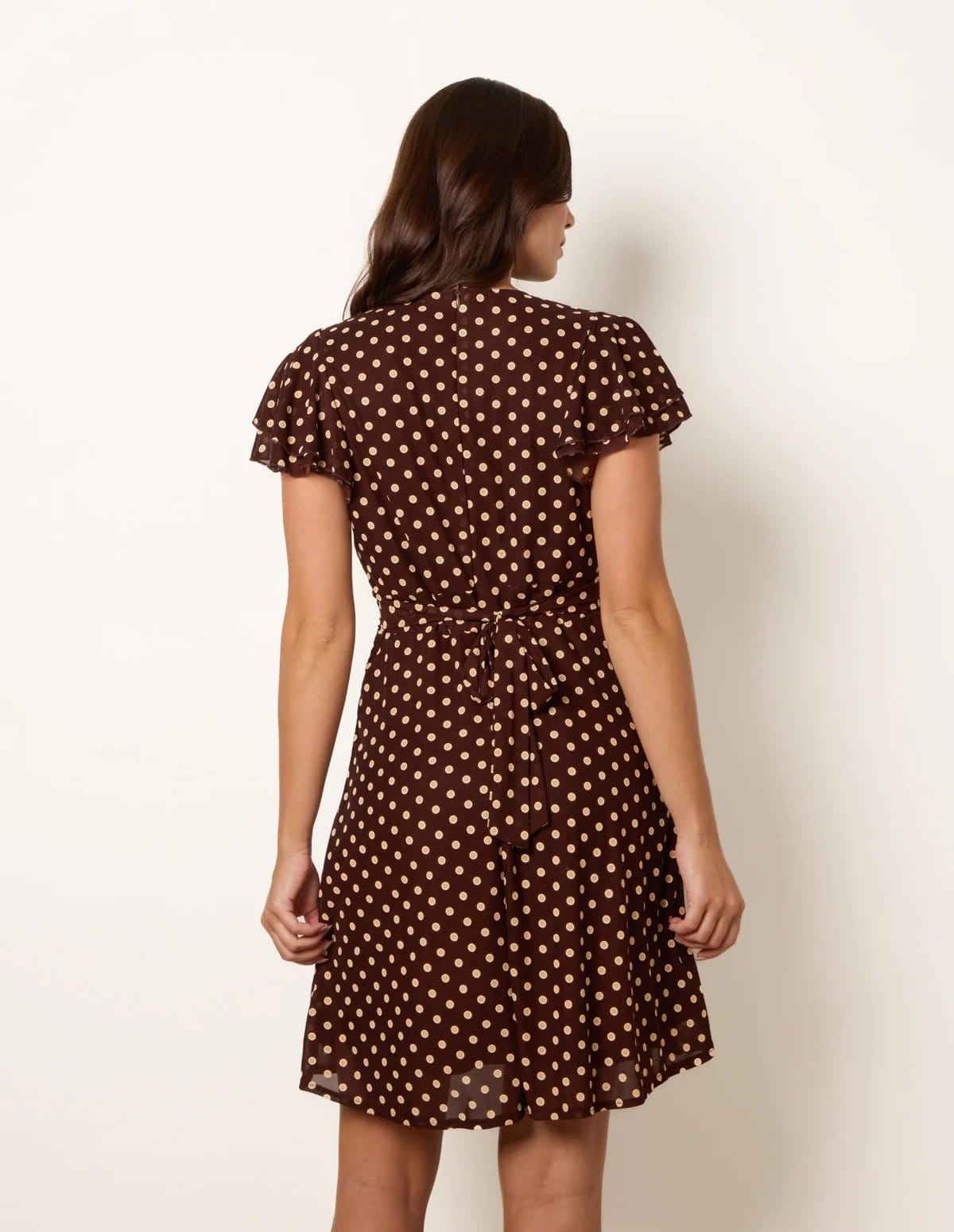 Blue Vanilla Spot Mesh Frill Sleeve Dress - 4