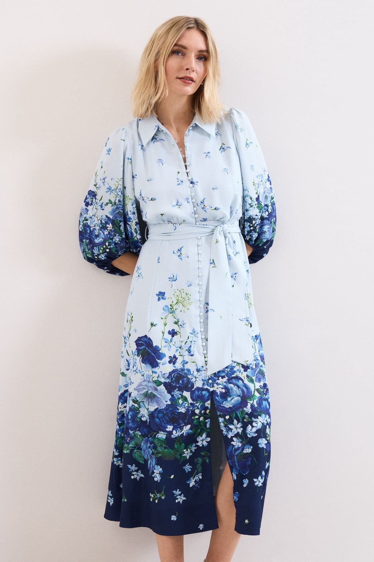 Phase Eight Phase Eight Women's Petite Noella Shirt Dress in Baby Blue