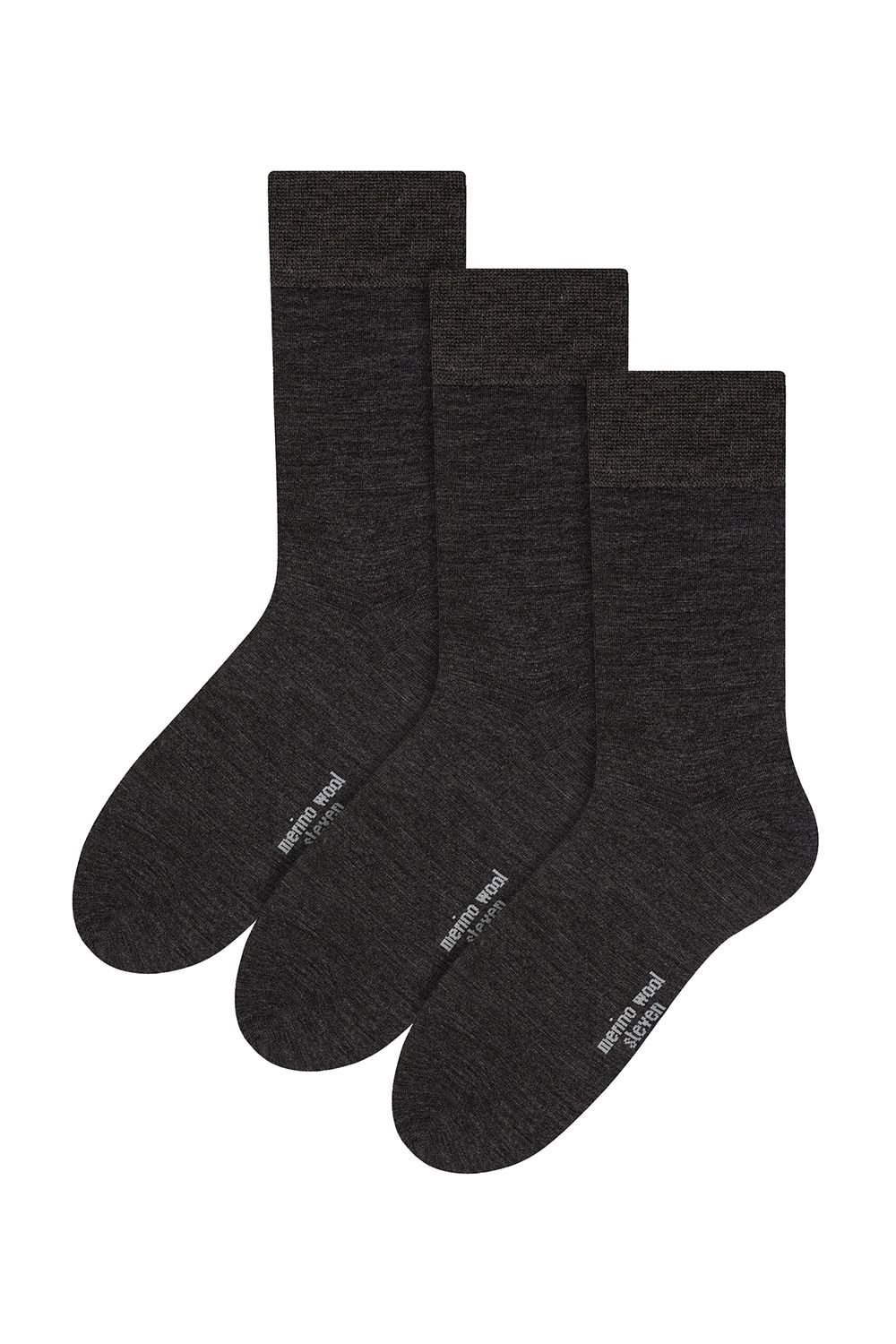 Steven Steven Men's 3 Pairs Warm Merino Wool Socks in Grey - 2