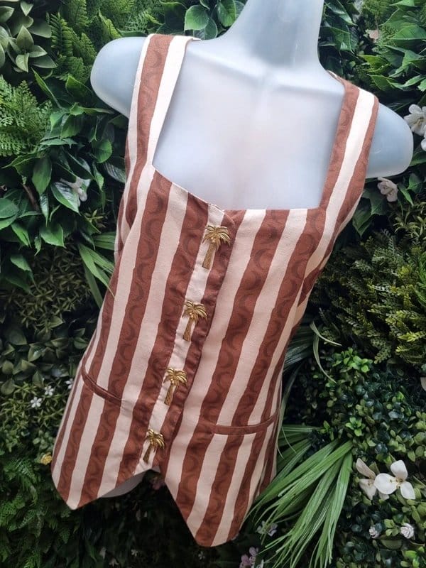 Never Fully Dressed Never Fully Dressed Chocolate Stripe Palm Waistcoat - Size 12 (UK) - 1