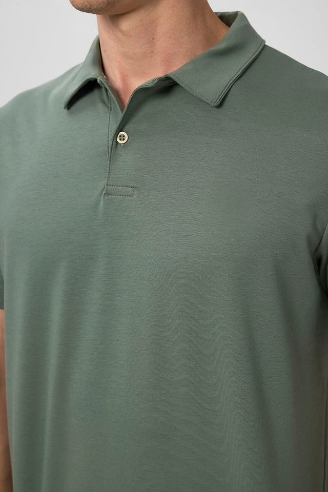 Tommy Life Tommy Life Men's Cotton Elastane Polo T-Shirt in Green - 3