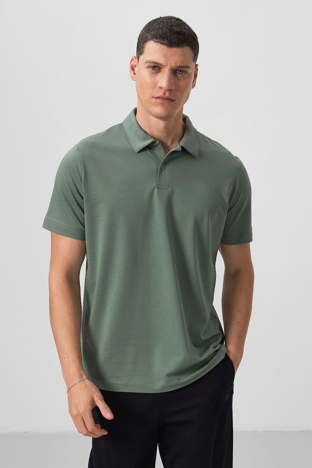Tommy Life Tommy Life Men's Cotton Elastane Polo T-Shirt in Green - 4