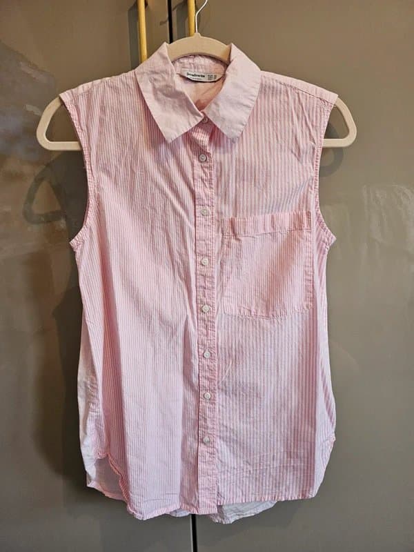 Stradivarius Stradavarius Pink Stripe & Plain Sleeveless Shirt