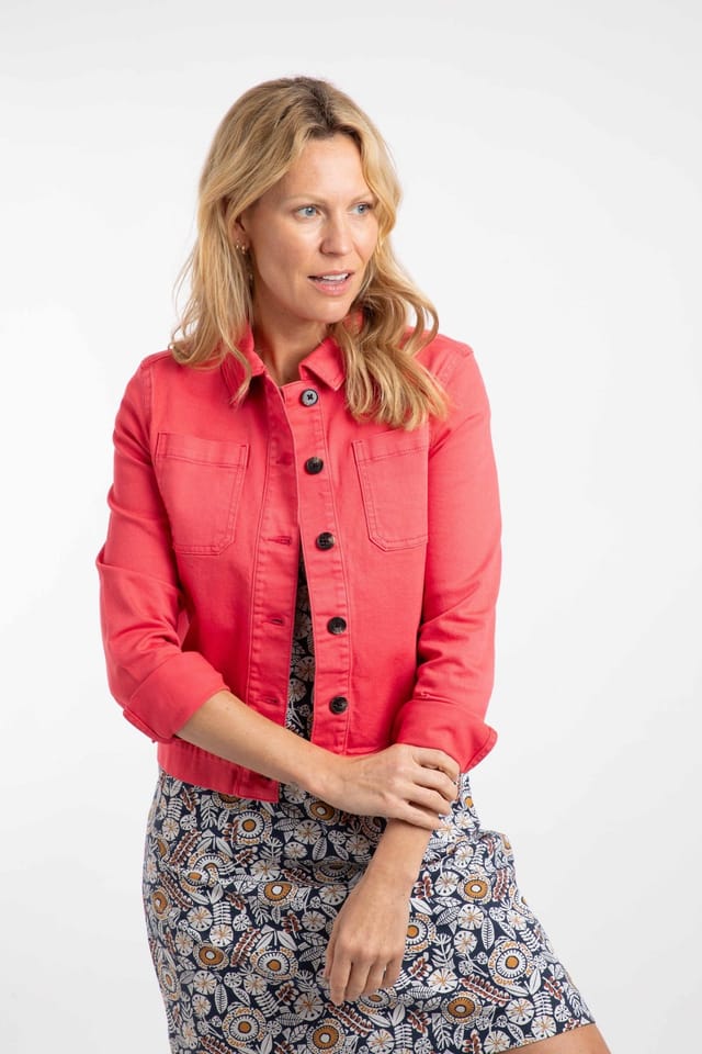 Weird Fish Weird Fish Women's Rosanna Canvas Jacket in Coral - 3