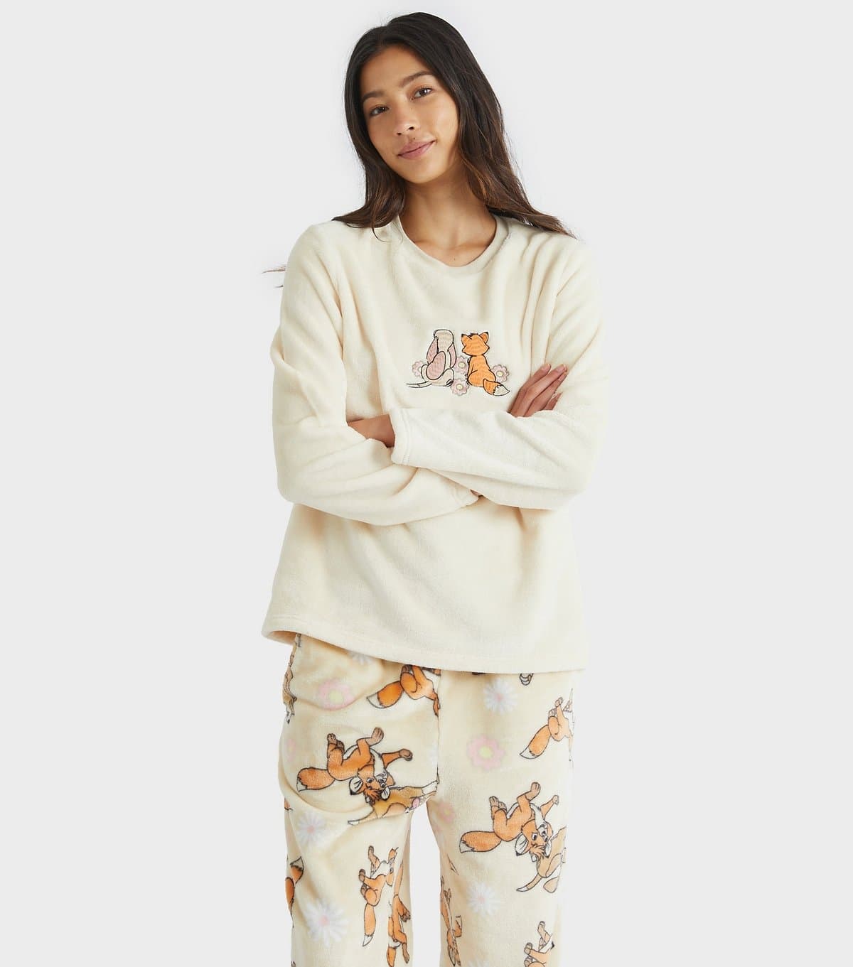 Skinnydip Women's White Disney Fox and the Hound Fleece Pyjama Set Skinnydip New Look