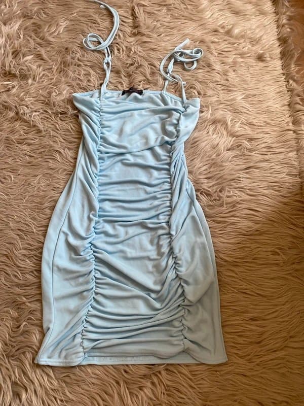 Edge Street Baby Blue Ruched Bodycon Mini Dress – Size 12