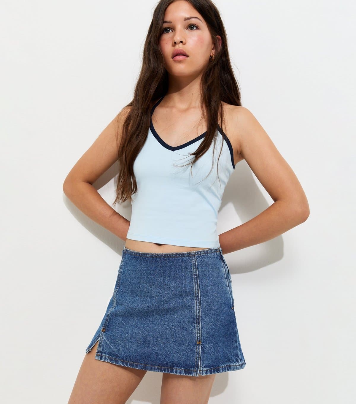 New Look Girls' Blue Cotton Denim Skort New Look