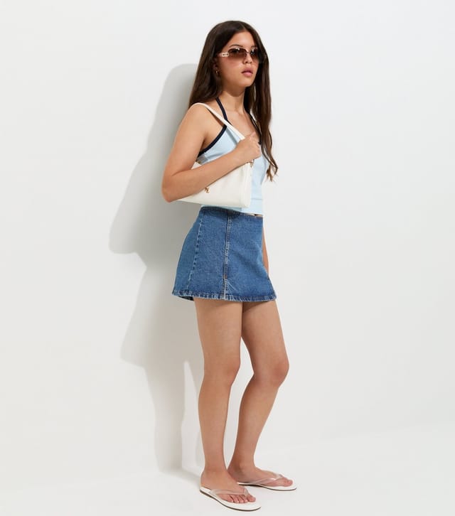 New Look Girls' Blue Cotton Denim Skort New Look - 3