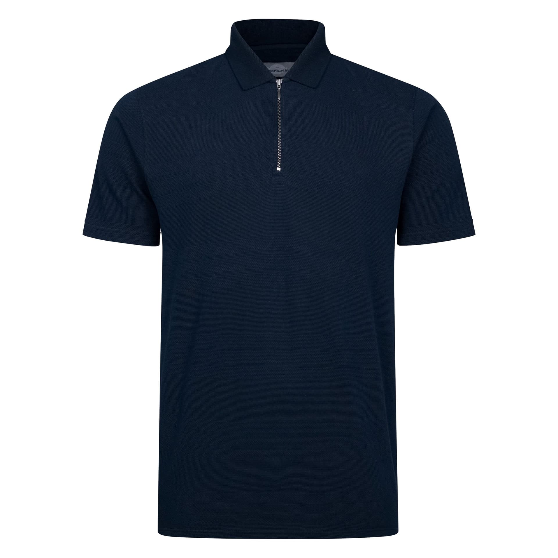 Peter Gribby Peter Gribby Men's Mens Bubble Stripe Zipper Polo in Navy
