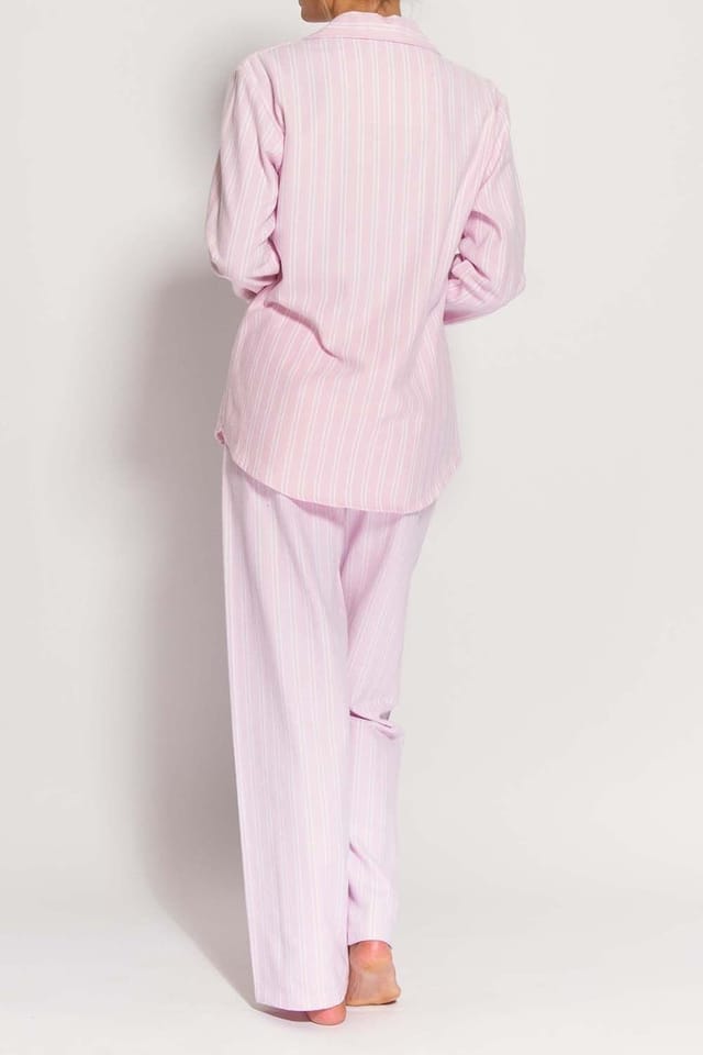 British Boxers British Boxers Women's "Westwood Pink" Stripe Brushed Cotton Pyjama Set in Light Pink - 3