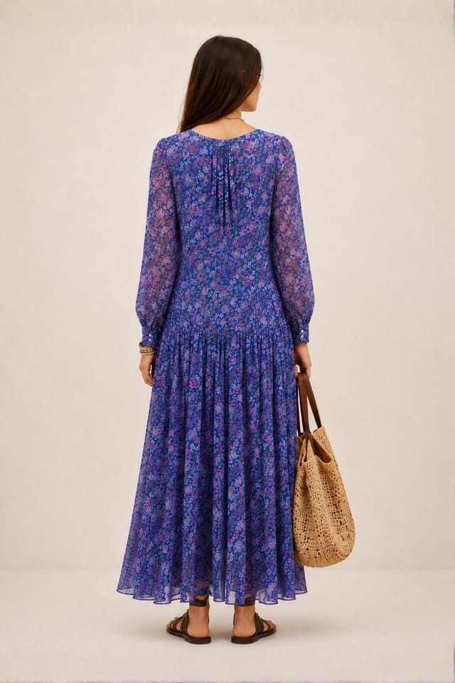 Soul of Sita Soul of Sita Women's Inky blue cotton / silk mix maxi dress - 2