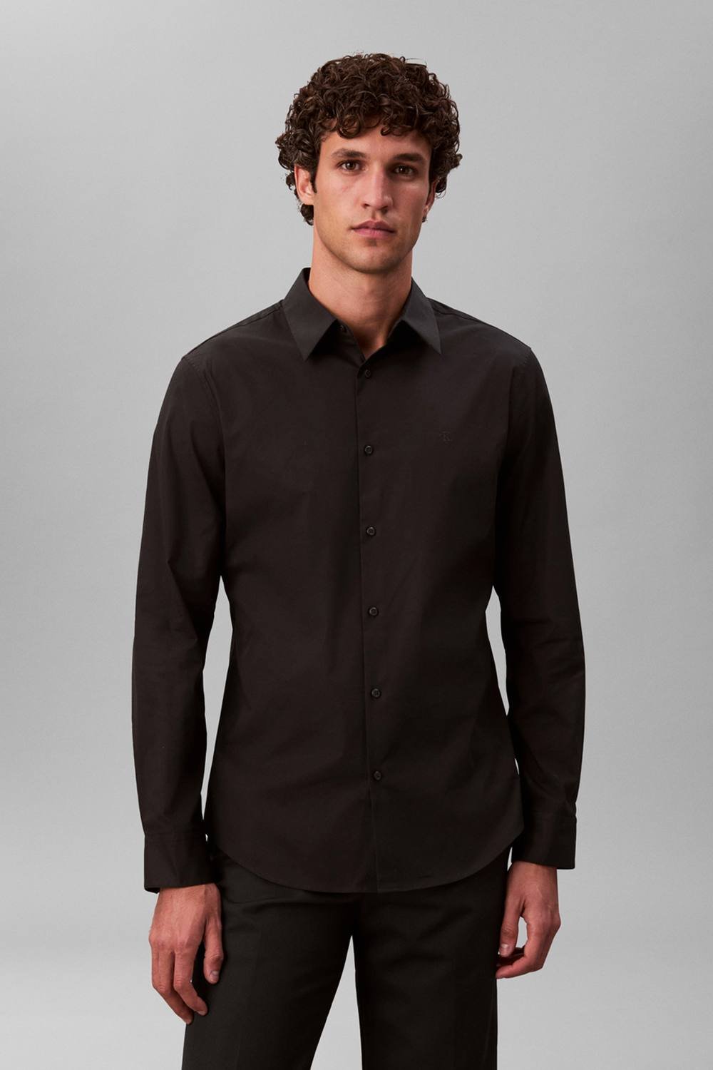 Calvin Klein Calvin Klein Men's LS Solid Stretch Slim Shirt Black - 2