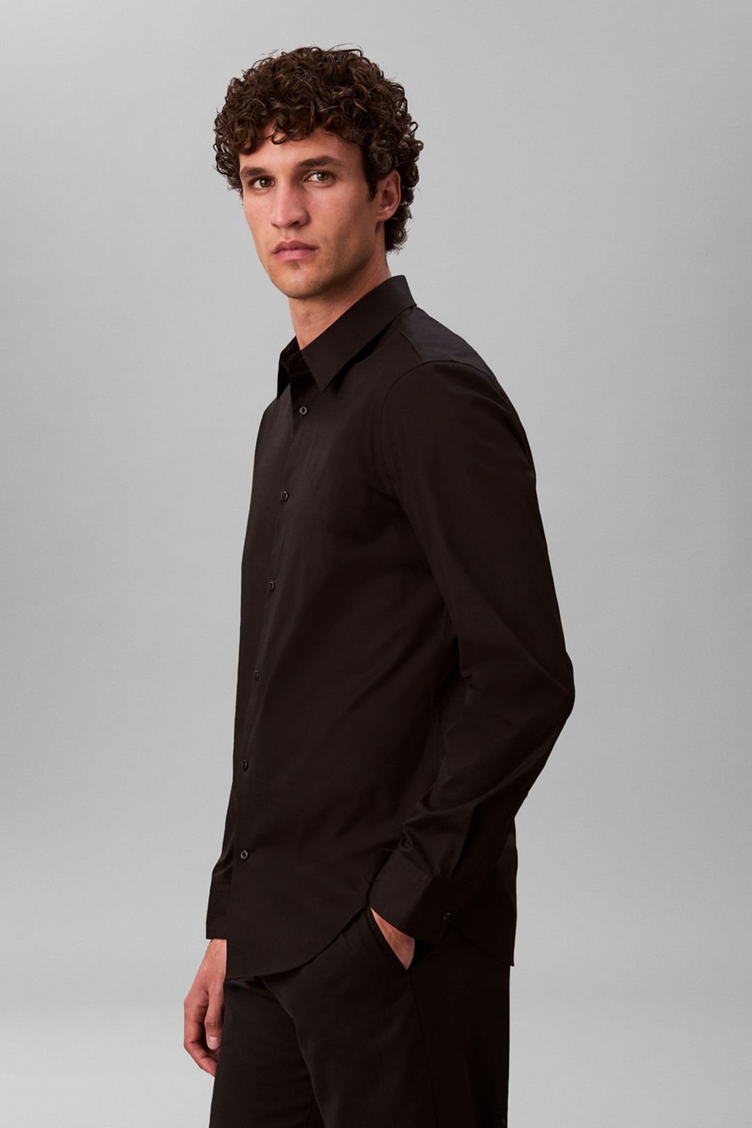 Calvin Klein Calvin Klein Men's LS Solid Stretch Slim Shirt Black - 3