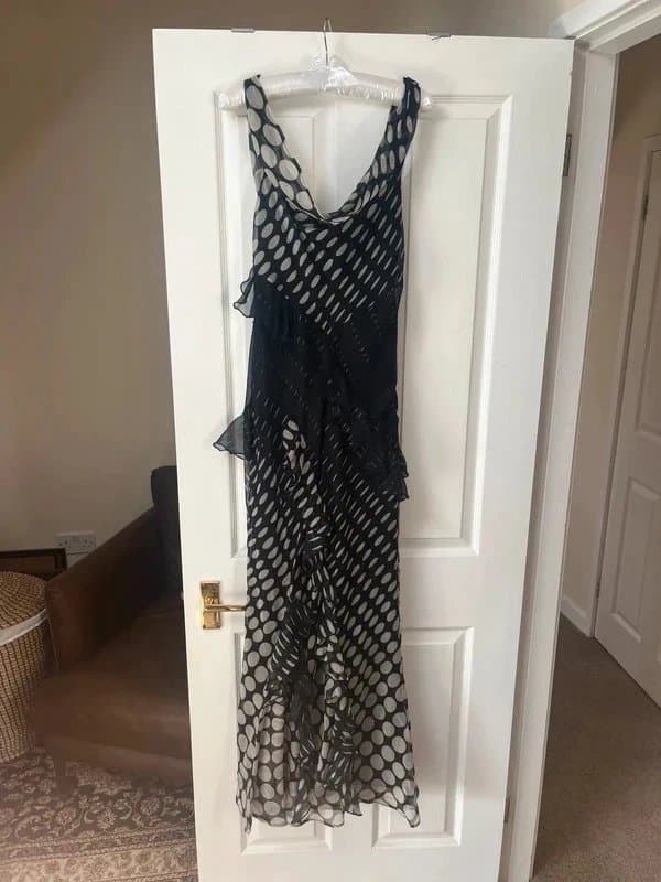 ASOS ASOS size 8 polka dot black and cream long dress