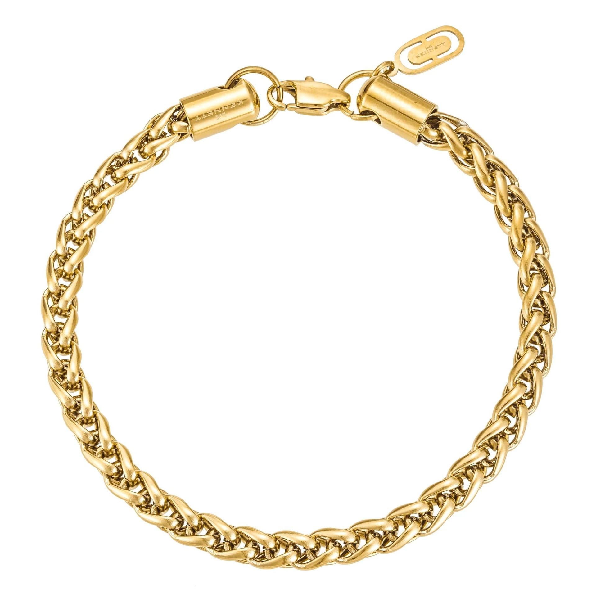 Kennett Kennett Men's Gold Wheat Chain Bracelet 5mm 19cm
