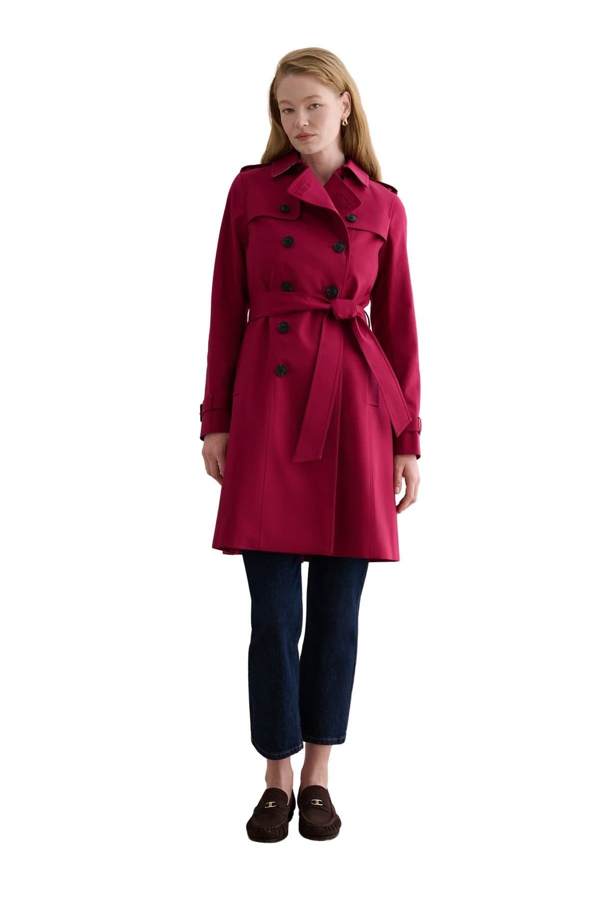 Hobbs London Hobbs London Women's Skylar Belted Trench Coat in Cerise