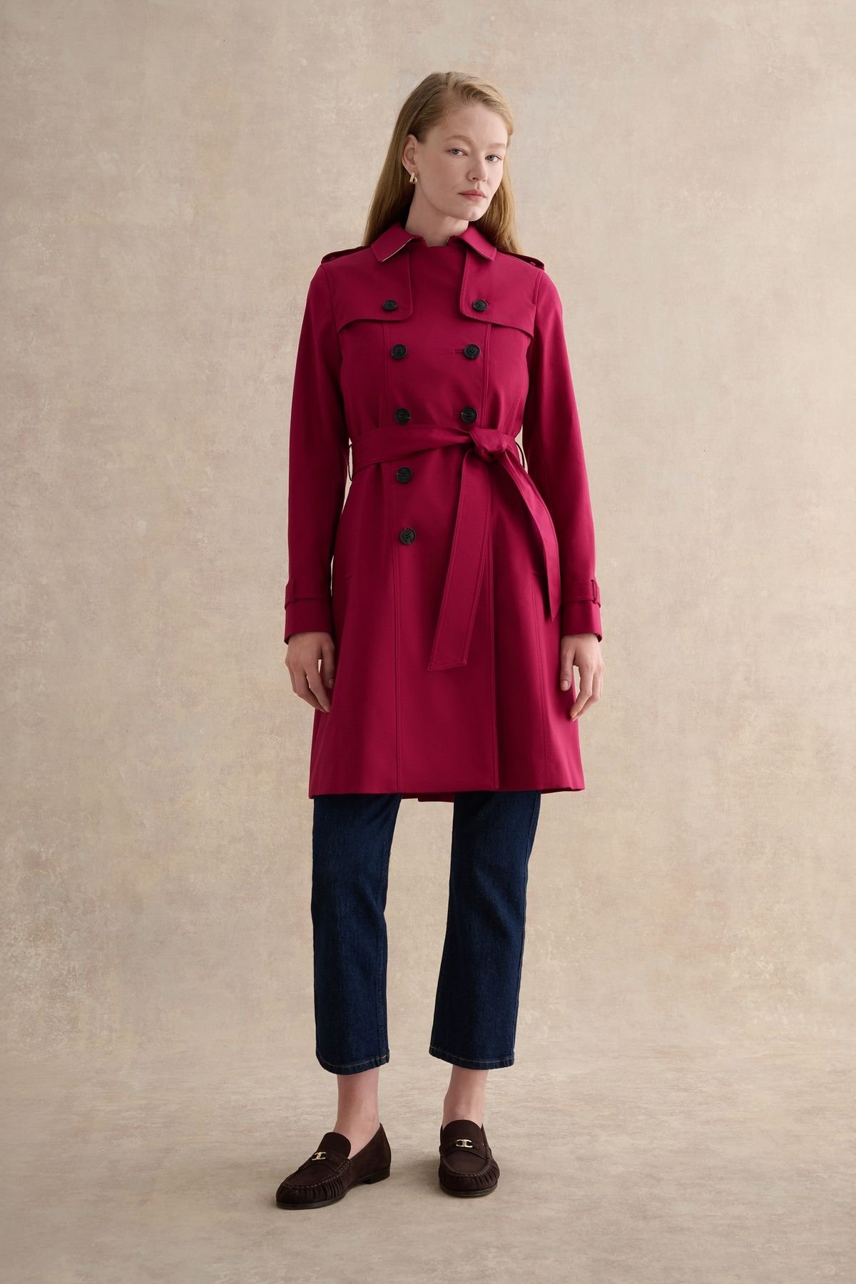 Hobbs London Hobbs London Women's Skylar Belted Trench Coat in Cerise - 3