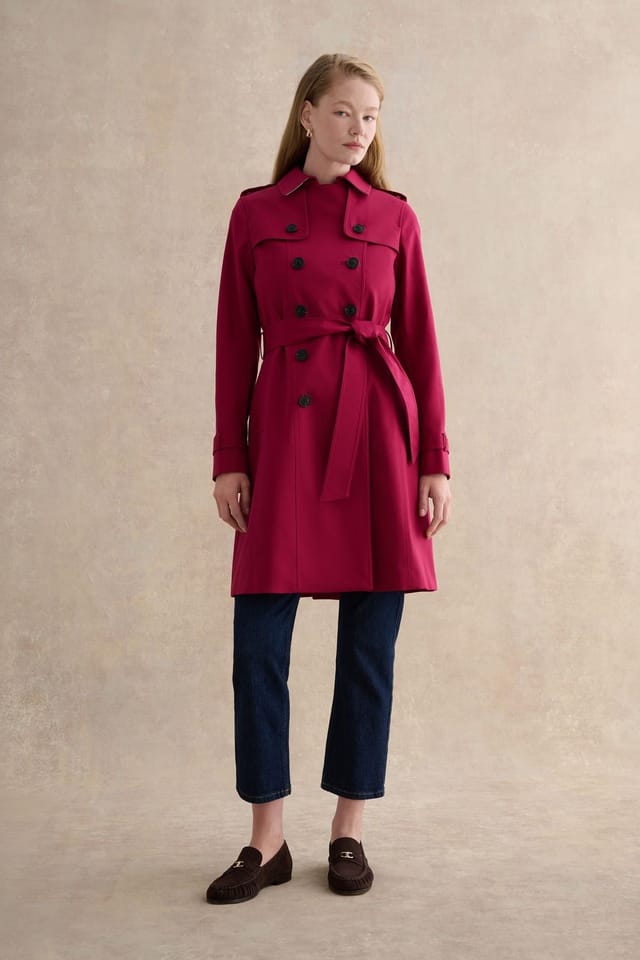 Hobbs London Hobbs London Women's Skylar Belted Trench Coat in Cerise - 3