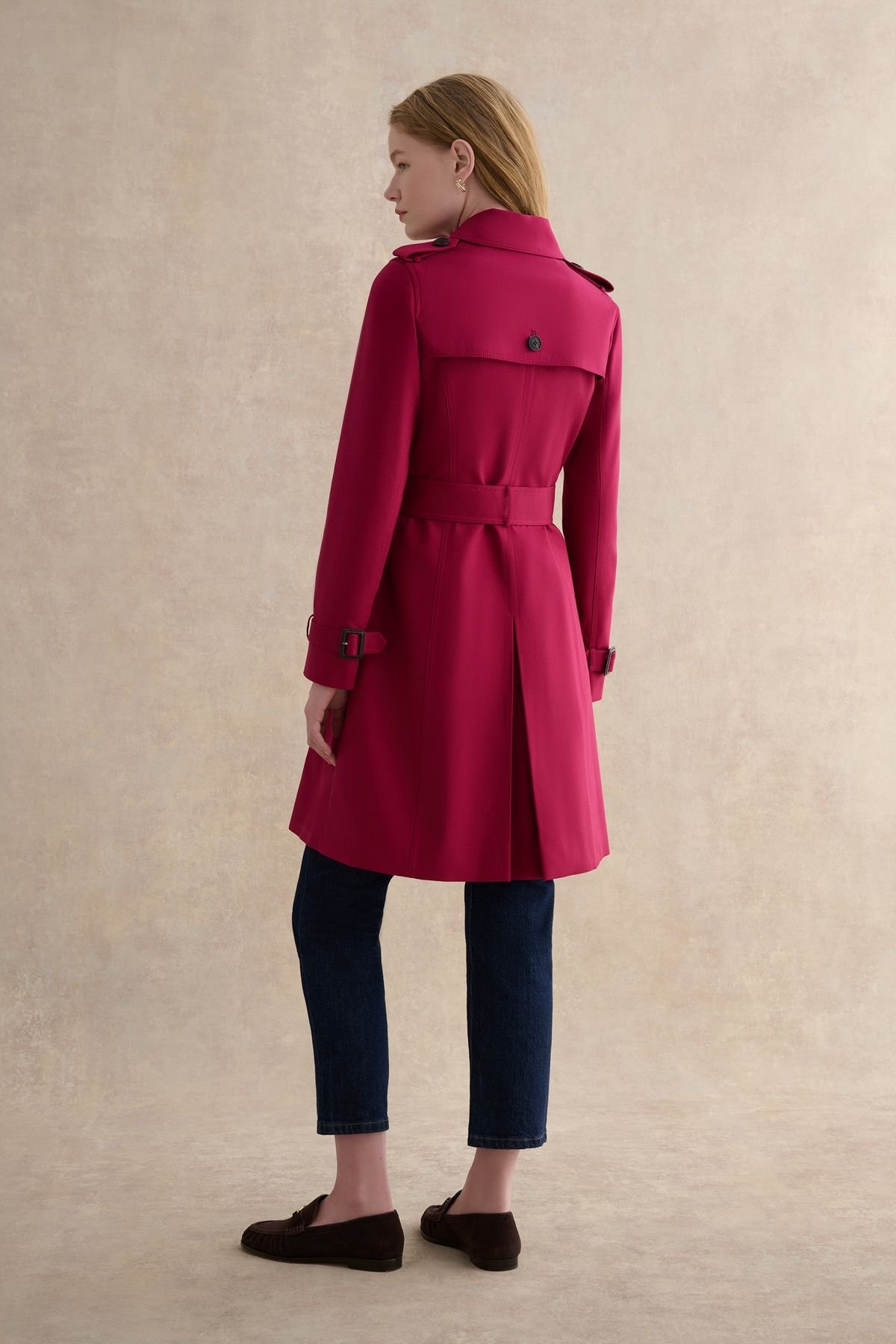 Hobbs London Hobbs London Women's Skylar Belted Trench Coat in Cerise - 4