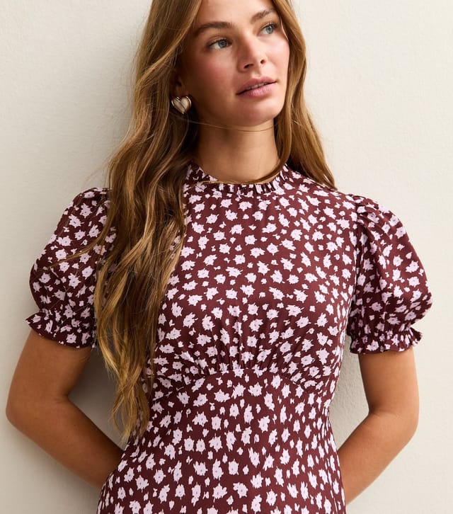 New Look Women's Purple Crepe Floral Print Midi Dress New Look - 2