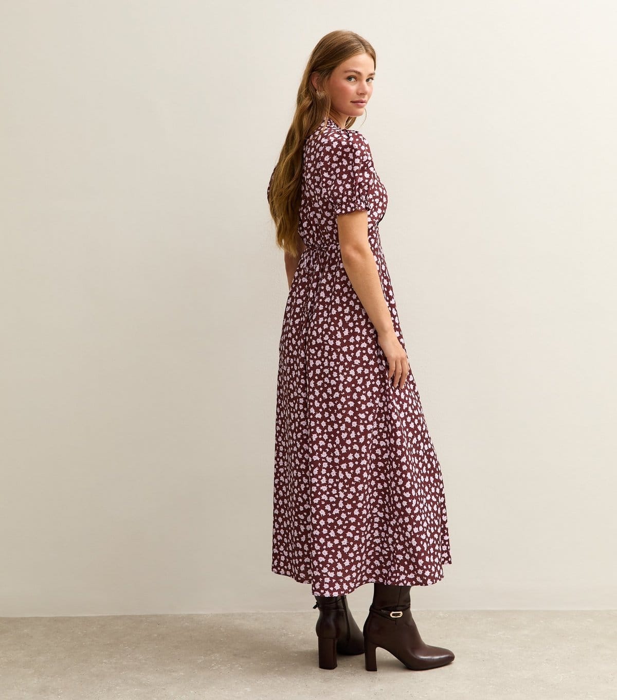 New Look Women's Purple Crepe Floral Print Midi Dress New Look - 4