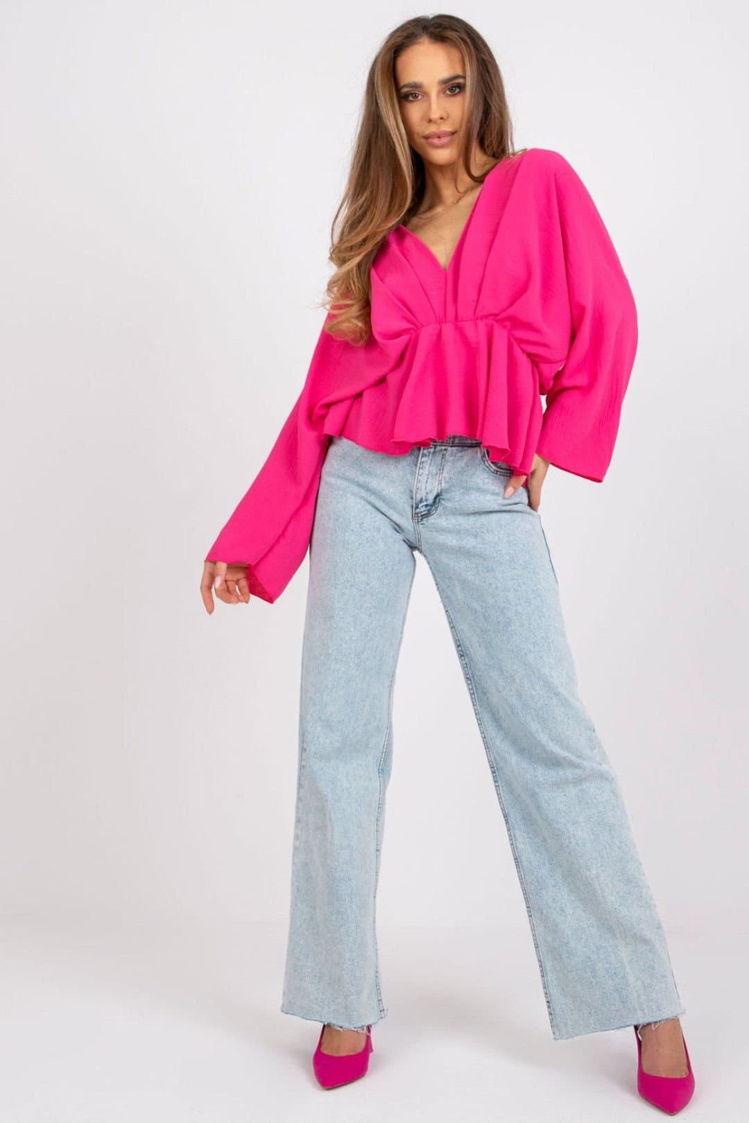 Love Lace Love Lace Women's Phenomenal Loose Fit Wide Sleeve Blouse in Pink