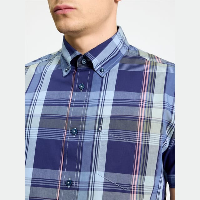 Ben Sherman Ben Sherman Men's Block Check Shirt in Dark Blue - 3