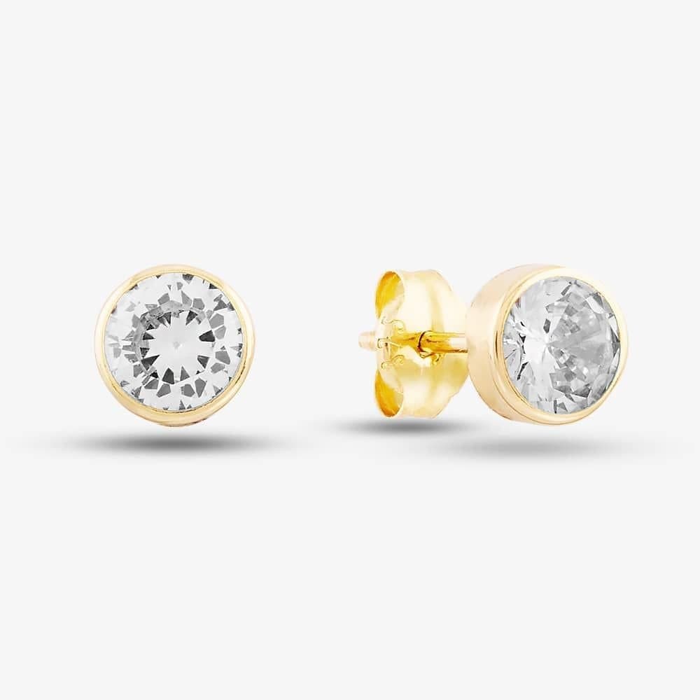 T.H.Baker T.H.Baker Women's 9ct Yellow Gold Cubic Zirconia Round Stud Earrings 1577529