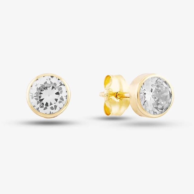 T.H.Baker T.H.Baker Women's 9ct Yellow Gold Cubic Zirconia Round Stud Earrings 1577529 - 2