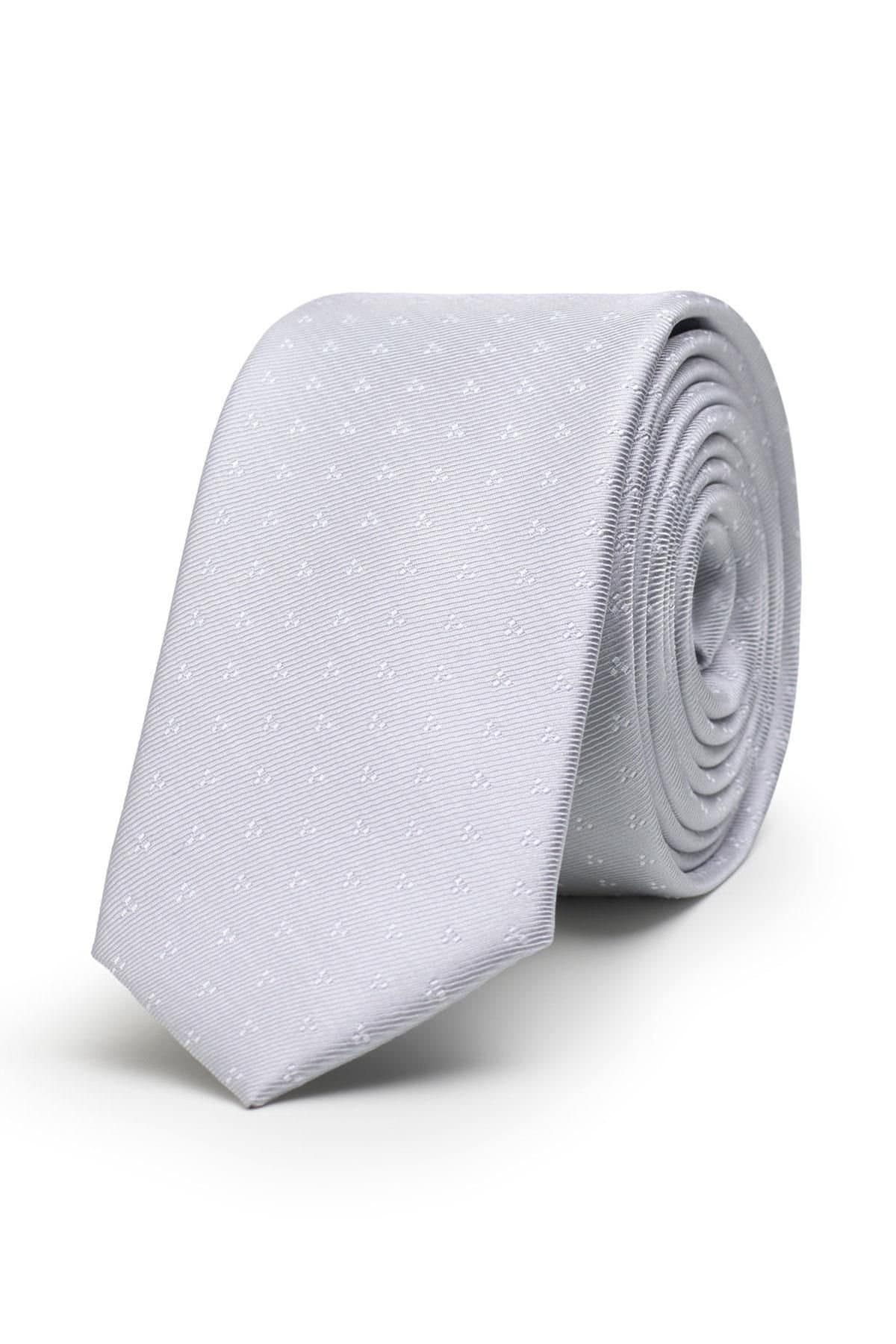 Paisley of London Paisley of London Men's Childrens full length skinny tie - Silver trio dot