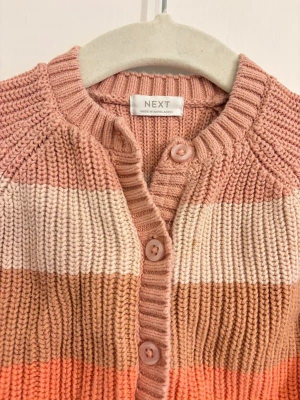 Next Next Girls Pastel Pink & Apricot Summer Cardigan 3-6m