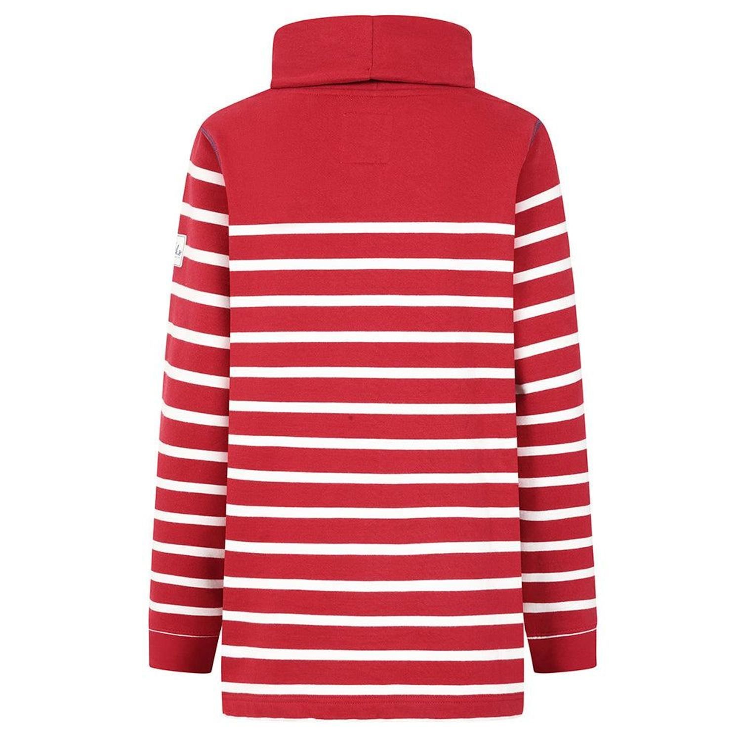 Lazy Jacks Lazy Jacks Women's 100% Cotton Breathable Striped Roll Neck Long Sleeve Pullover Top in Red - 4