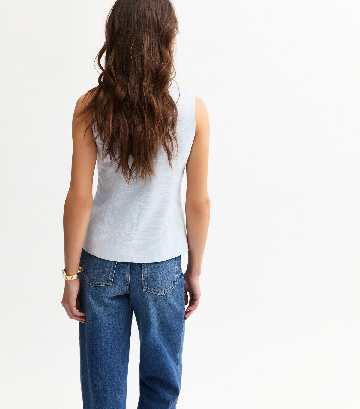 New Look Women's Light Blue Textured Waistcoat New Look - 4