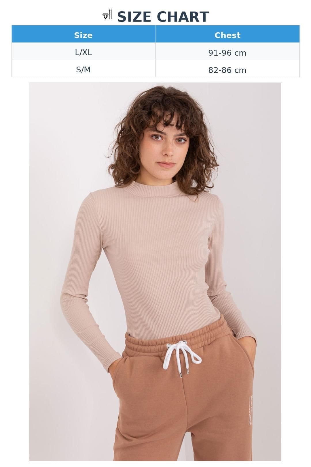 Love Lace Love Lace Women's Cotton Fitted Ribbed Half Turtleneck Blouse in Beige - 4