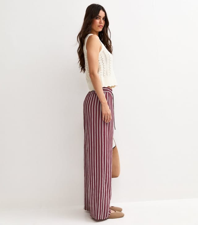 New Look Women's Red Striped Wide Leg Trousers New Look - 2