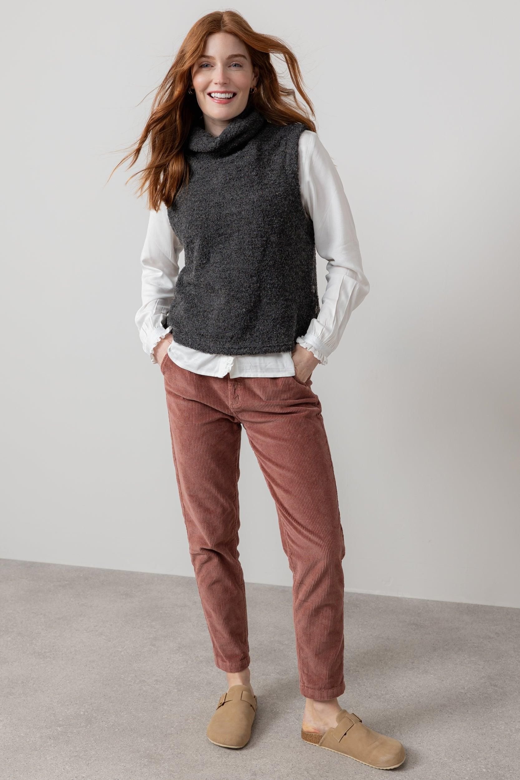 Lily & Me Lily & Me Women's Bramble Boucle Knit Sleeveless Cowl Neck Tank Top in Charcoal - 3