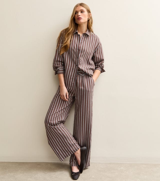 New Look Women's Brown Striped Button Up Shirt New Look - 3