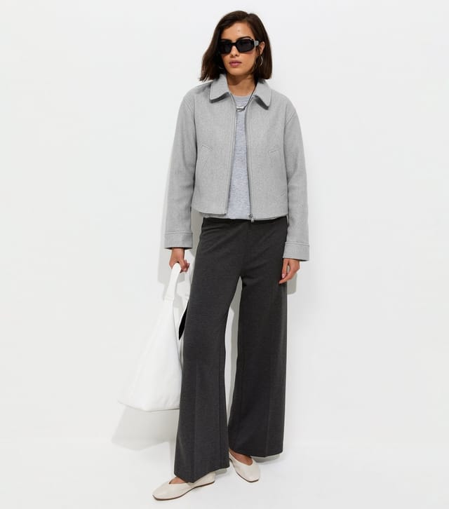 New Look Women's Dark Grey Felt Zip Through Shacket New Look - 2