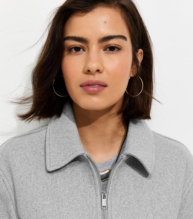New Look Women's Dark Grey Felt Zip Through Shacket New Look - 3