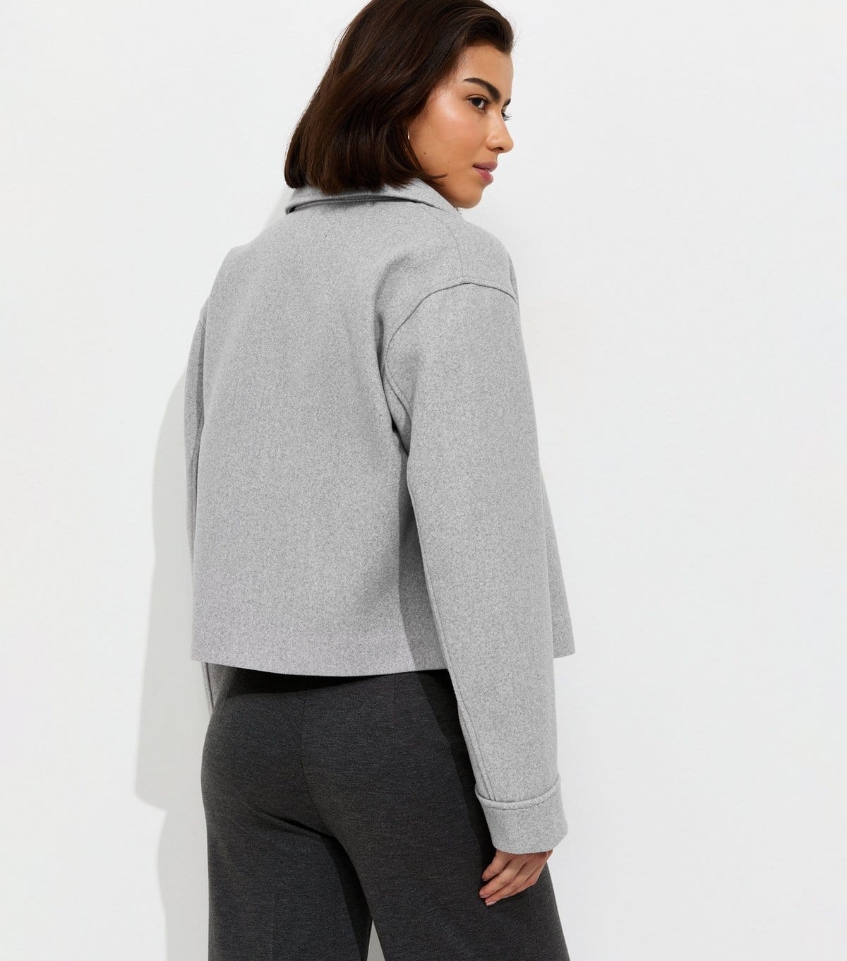 New Look Women's Dark Grey Felt Zip Through Shacket New Look - 4
