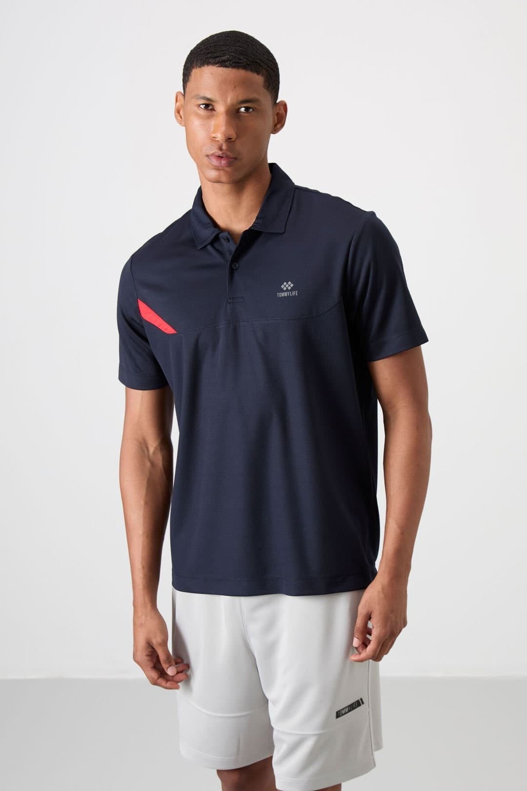 Tommy Life Tommy Life Men's Polo Collar Short Sleeve T-Shirt in Navy