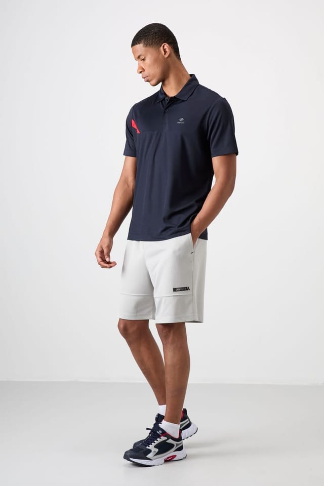 Tommy Life Tommy Life Men's Polo Collar Short Sleeve T-Shirt in Navy - 2
