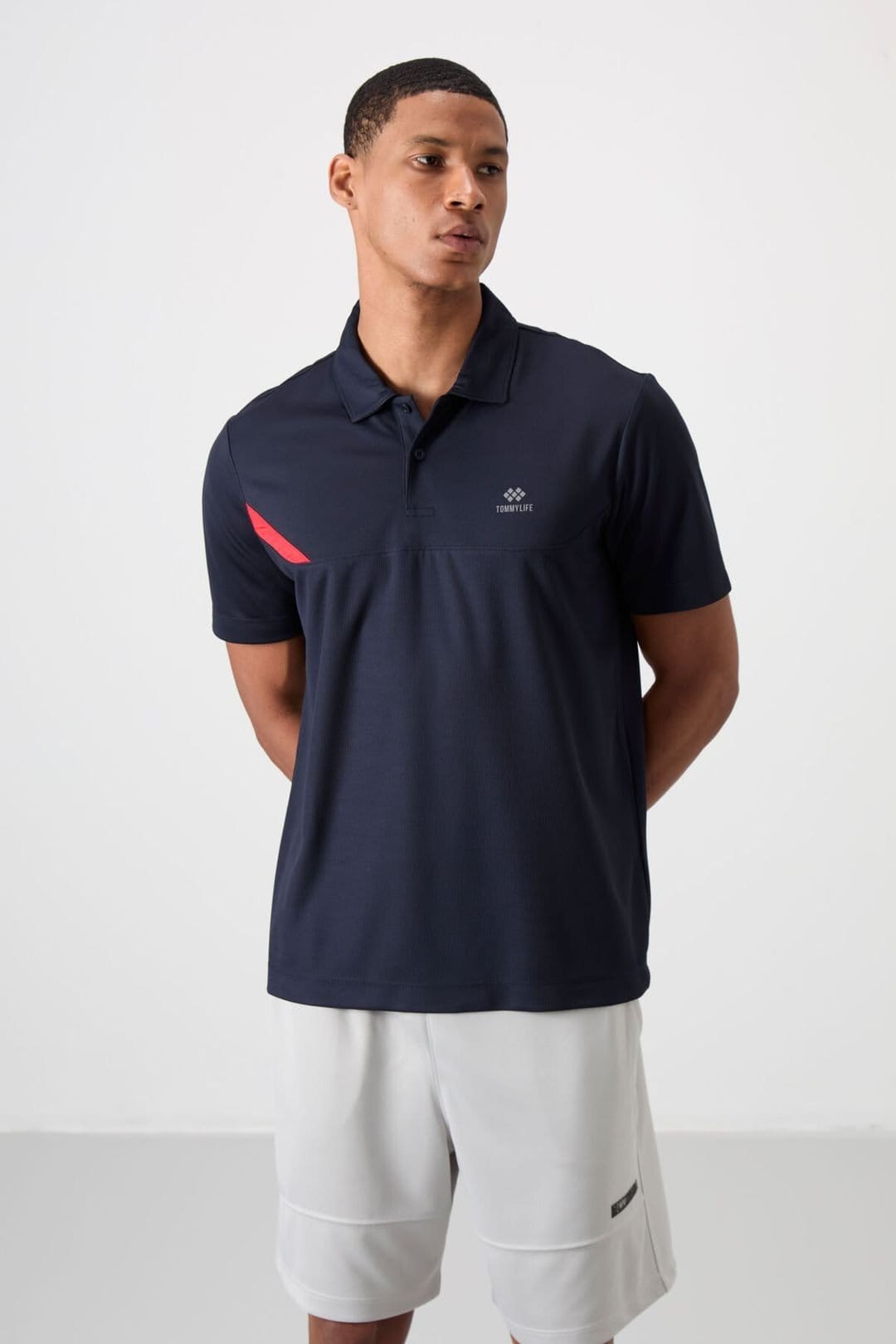 Tommy Life Tommy Life Men's Polo Collar Short Sleeve T-Shirt in Navy - 4