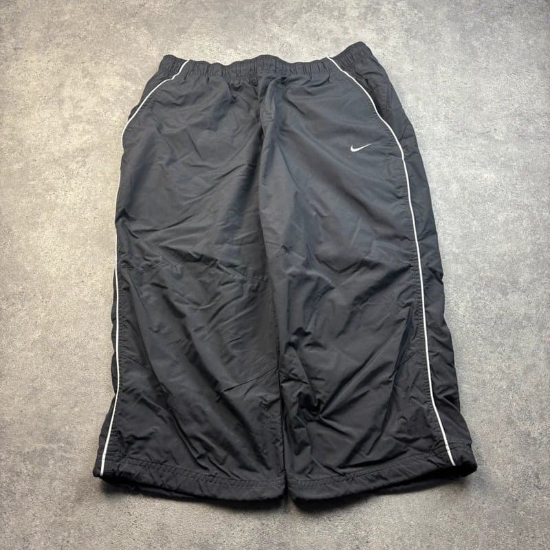 Nike Nike Solo Swoosh Y2K 3/4 Length Baggy Adjustable Track Shorts Grey White Large