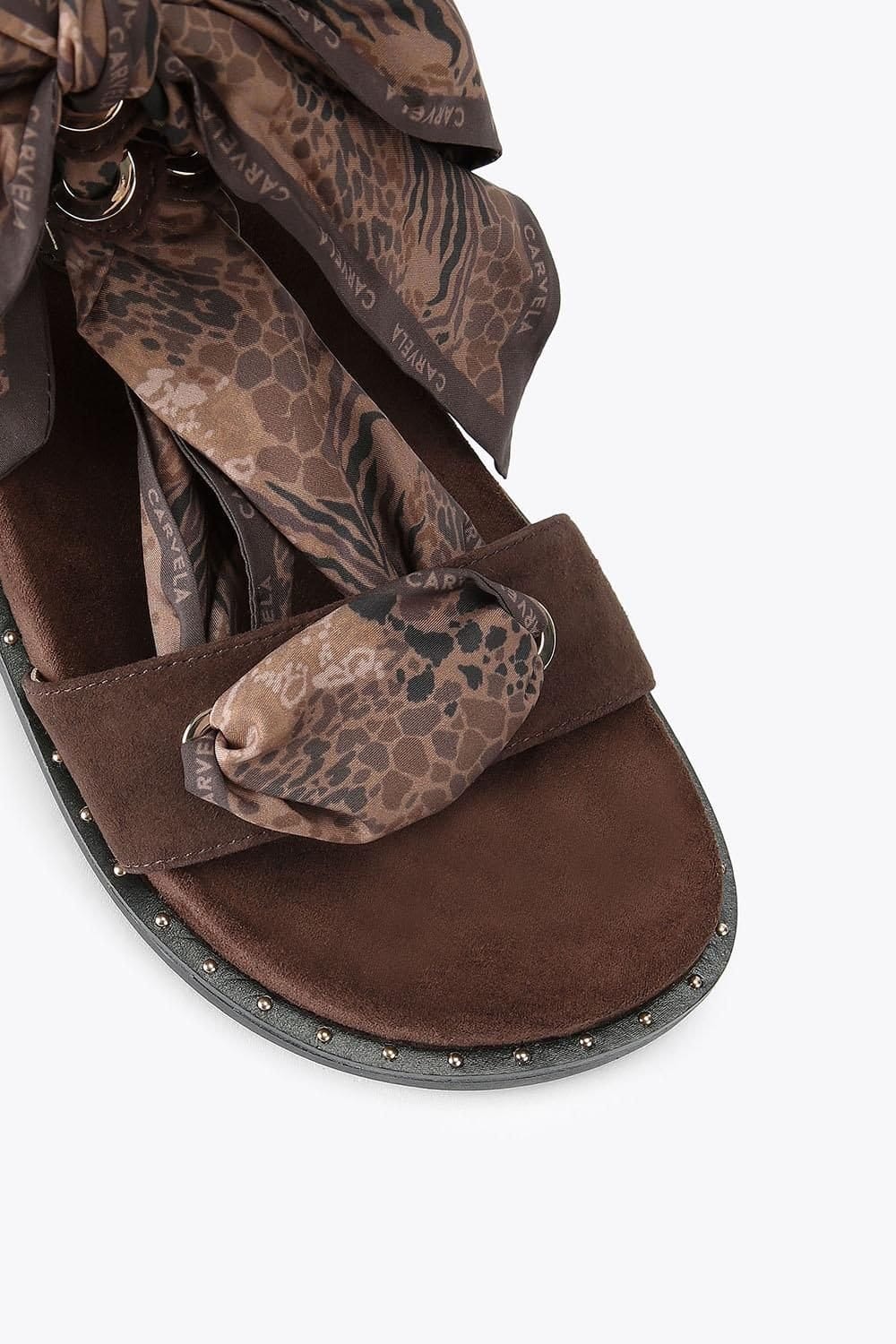 Carvela Carvela Women's 'Sorrento Scarf Sandal' Suede Sandals in Dark Brown - 4