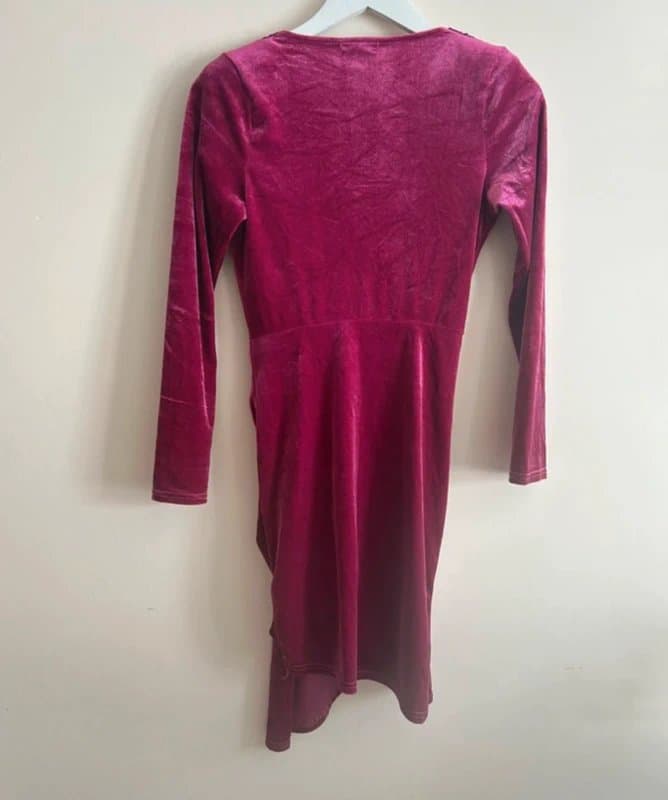 I Saw it First 🌸 Saw It First Pink Velvet Wrap Bodycon Mini Dress UK 6