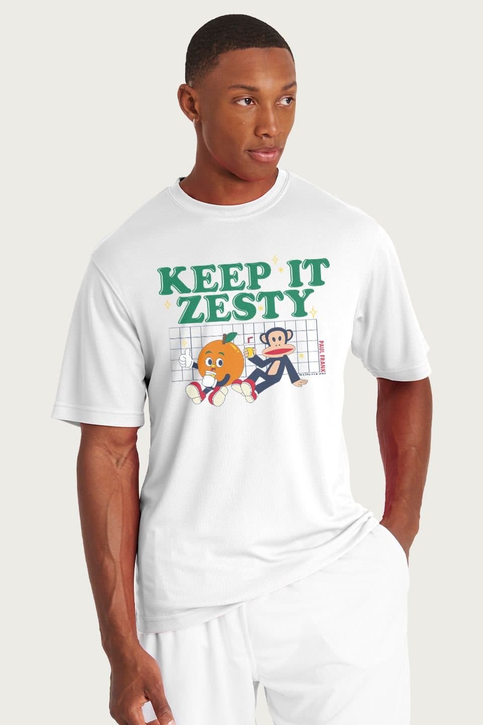 Paul Frank Paul Frank Men's Keep It Zesty Orange Lemon Julius Monkey T-Shirt in White