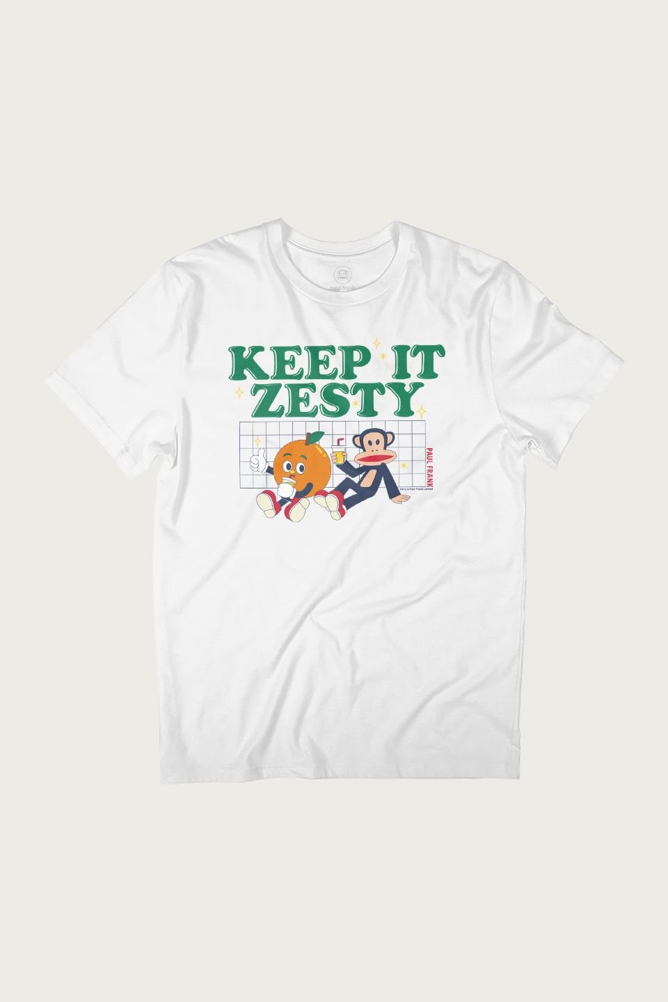 Paul Frank Paul Frank Men's Keep It Zesty Orange Lemon Julius Monkey T-Shirt in White - 2