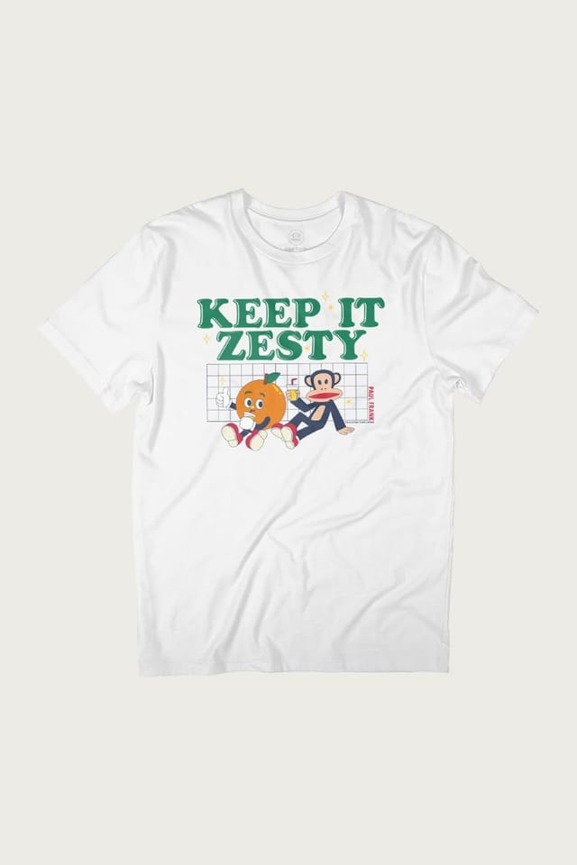 Paul Frank Paul Frank Men's Keep It Zesty Orange Lemon Julius Monkey T-Shirt in White - 2