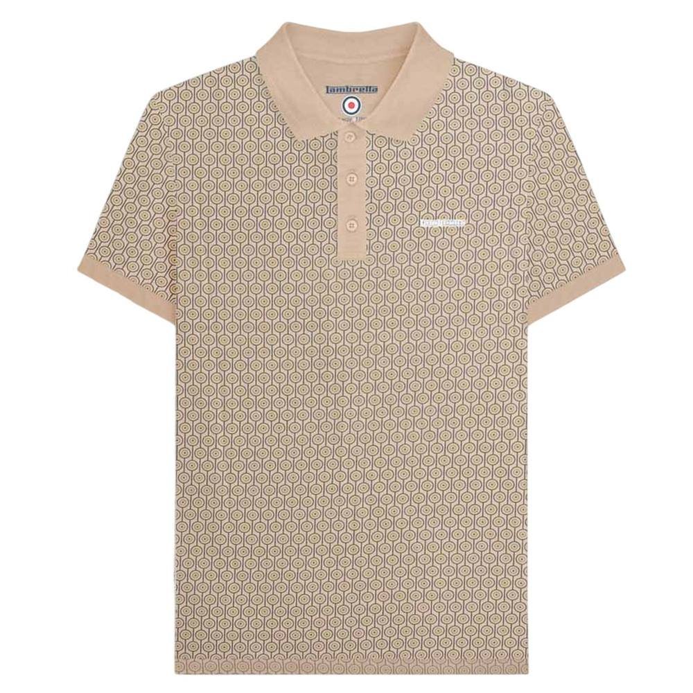 Lambretta Lambretta Men's AW24 Geometric Polo Shirt in Stone - 2